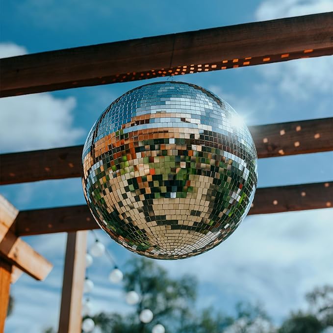 Yescom 16" Large Disco Ball Mirror Big Hanging Glass Decoration for 70s 80s Party Events Wedding DJ Dance Club Bar Stage Lighting Business Holiday Home Decor Silver