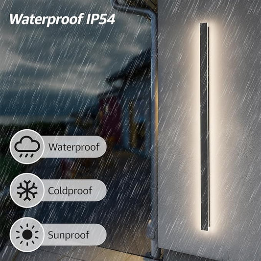 56.3inch Long Outdoor LED Wall Light 4000K Natural Light 45W Black Porch Light Acrylic Waterproof IP65 Exterior Wall Light Fixture for House Patio Porch Courtyard