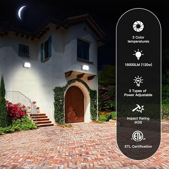 JTT 4pack 120W/96W/72W LED Wall Pack Light with Dusk to Dawn Photocell,18000LM 6000K/5000K/4000K Daylight IP65 Waterproof WallPack Lights Outdoor LED [Eqv. 800W HPS/HID] for Parking Lot,Warehouse,Yard