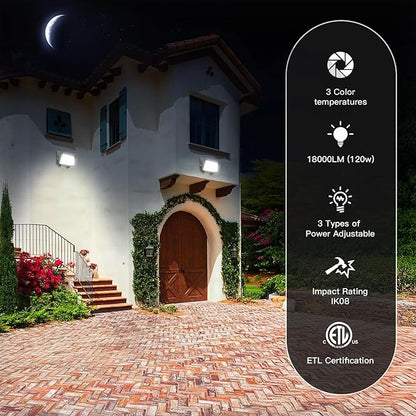 JTT 4pack 120W/96W/72W LED Wall Pack Light with Dusk to Dawn Photocell,18000LM 6000K/5000K/4000K Daylight IP65 Waterproof WallPack Lights Outdoor LED [Eqv. 800W HPS/HID] for Parking Lot,Warehouse,Yard