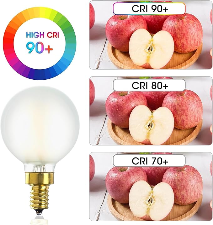 G16.5 Light Bulb,6W E12 LED Bulb dimmable Equivalent E12 Candelabra Bulb 60 Watt,Soft White 3000K,600lm,CRI90+,AC120V,Edison Style,Frosted Glass,Pack of 6