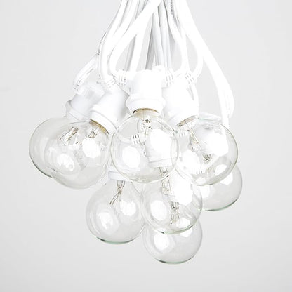 Hometown Evolution, Inc. 50 Foot C9 Commercial Exterior Globe String Lights with 40 G50 2 Inch Clear Bulbs (White Wire) for Weatherproof Heavy Duty Vintage Outside Lighting