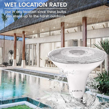 LUXRITE 6 Pack PAR38 LED Outdoor Flood Light Bulbs, 120W Equivalent, 1250 Lumens, 4000K Cool White, 15W Dimmable, Indoor Outdoor Spotlight Bulb, Wet Rated, E26 Standard Base, UL Listed