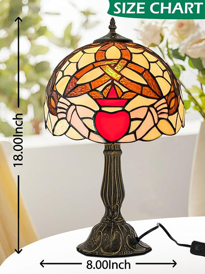 KY&BOSAM Tiffany Table Lamps Irish Gold Crown Celtic Style17500 Lumens Desk Lights Stained Glass Shade + UL E26 Lamp Holder+Zinc Base 12*12*19 Inch Living Room Bedroom St Patrick's Day Memory Decor