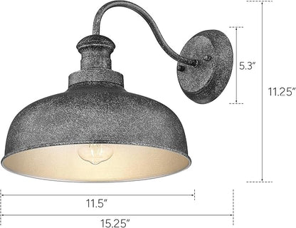 Outdoor Wall Light Fixture, Farmhouse Barn Light, Farmhouse Weatherproof Exterior Wall Sconce, Anti-Rust Outside Lantern Lamp for Porch, Patio, Garage(Antique Silver, Regular-4Pack)