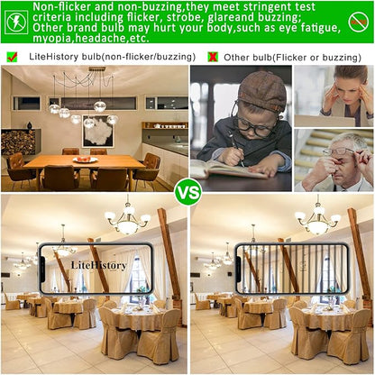 LiteHistory E26 LED Bulb 4W Equal E26 Edison Bulb 40 Watt Neutral White 4000K E26 Bulb Dimmable AC120V 400lm G16.5 Light Bulb led for Rustic Sputnik,Chandeliers,Vanity,Wall sconces Pack of 6