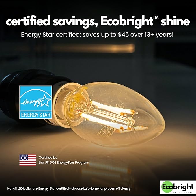 EcoBright Dimmable LED Candelabra Light Bulbs, B11 Chandelier Bulbs 60W Equivalent E12 Base, 2700K Warm White, CRI90, High Color Accuracy, Flicker Free, ETL and FCC Certified,12 Pack