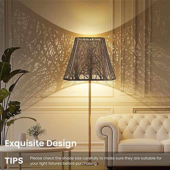 Large sconce lamp shade,metal spider rectangle lamp shade,modern lamp shades,table lamp shade for bedroom or living room (8+6.1)" Top x (13.8+8)" Bottom x 11" Hight,Bronze Gold