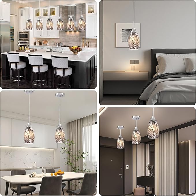 Black Gray Oval Glass Lamp Shade Only Art Marble Glass Light Shades for Kitchen Island pendant Lights Covers Light Fixture Replacement for Mini Pendant Ceiling Lights Chandelier 1pack