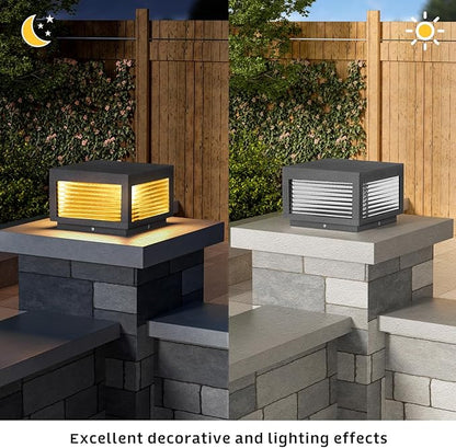 Outdoor Post Lights, 9.84" Column Pillar Light Hard Wired, Modern Fence Posts Lamp Waterproof 3000K Warm LED Lighting Lantern with E26 Bulb for Patio Driveway Garden Decoration