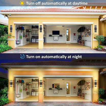 Dusk to Dawn Outdoor Wall Lights 2 Pack, Up and Down Porch Lights Outdoor Wall Mount, Waterproof Exterior Lighting Fixtures for House Garage Patio