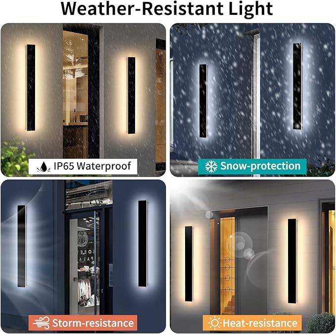 Mikeru 31.4inch Outdoor Wall Light Fixtures, 3000k/4500k/6000k Three Colors Switchable Exterior Wall Sconces Acrylic Invisible Exterior Wall Light for Porch Modern Outdoor Wall Mount Lighting