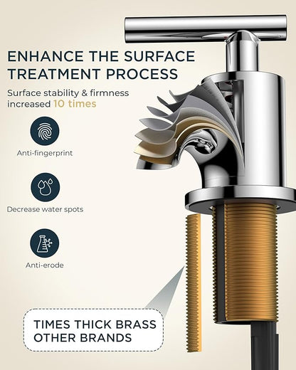 FORIOUS Chrome Bathroom Faucet 3 Hole, 8 Inch Widespread Bathroom Sink Faucet Polished Chrome 6 in with Metal Pop Up Drain and 24" Supply Line, 360 Degree Swivel Gooseneck for 3 Hole Vanity Sink RV
