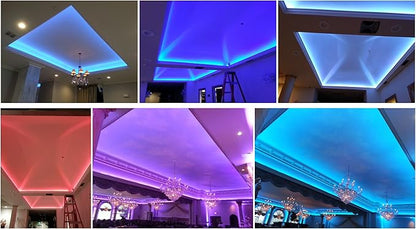 CBconcept 20 Feet RGB Color Changing 120V LED SMD5050 Flexible Flat LED Strip Rope Light - [Christmas Lighting, Indoor/Outdoor Rope Lighting] [Controller is Included]