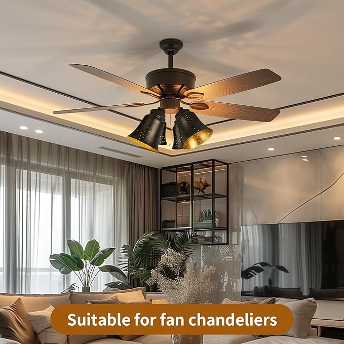 Ceiling Fan Light Covers, 6 Pack Pendant Light Shade Replacement with 1-5/8" Fitter, ALUCSET 4.5" Height and 4-3/4" Diameter, Metal Bell Shaped Cover for Chandelier Pendant Light Wall Sconces Series