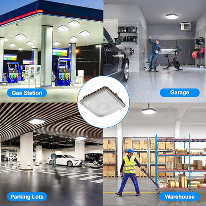 40W LED Canopy Light, 6000LM LED Canopy Lights Outdoor, IP65 Waterproof Canopy Light for Gas Station Industrial Lighting Garage Barn Shop Carport Warehouse Building Entrance UL Listed, 4 Pack