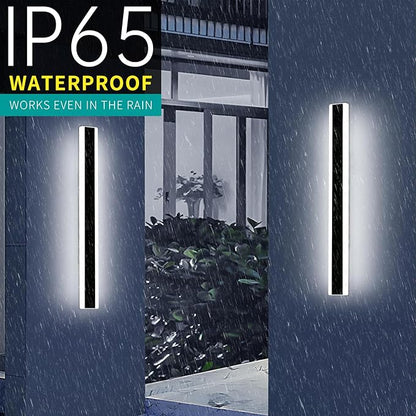 2 Pack Modern Outdoor Wall Sconce, 31.4inch LED Outside Wall Light Fixture, IP65 Waterproof, 6000K Cold White, Black Minimalist Exterior Lighting Patio Lamps for House, Porch, Garage