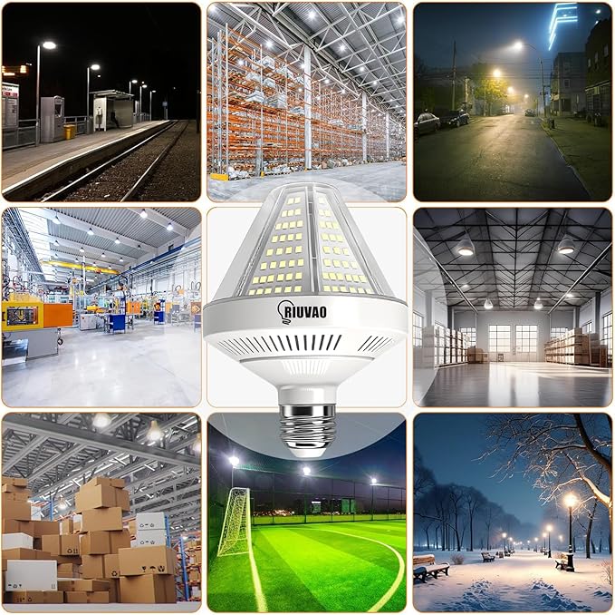 6000 Lumen LED Corn Cob Light Bulb,5000K Daylight White 40 watt, 400 watt Equivalent, e26/e27 Base Garage Light Bulb, 100-277v Energy Saving LED Lights for Indoor/Outdoor, 2 Pack