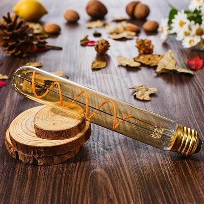 T10 Vintage LED Edison Light Bulbs 60 Watt, 4-Pack Dimmable T30 6W2200K Amber Warm Light Bulbs, E26 Base, 6W LED Equal 60 Watt Incandescent Bulbs,Decorative Antique Spiral Long Bulb,7.3inch