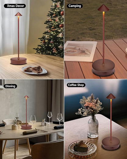 Cordless Led Table Desk Lamp 2 Pack, 7000mAh Battery Outdoor Table Light Waterproof for Restaurant Patio Camping Home Decor, USB-A Output, Brightness Memory, Dimmable