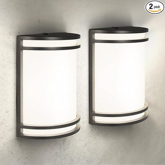 ASD 10 Inch LED Outdoor & Indoor Wall Mount Light Fixture - Oil Rubbed Bronze Modern Wall Sconce Lighting - 15W 120-277V 3000K 4000K 5000K Dimmable Front Door & Patio Exterior Lights - ETL, 2 Pack