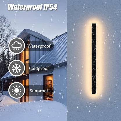 2 Pack 31.5inch Long Outdoor LED Wall Lights 24W Black 3000K Warm White Porch Lights Acrylic Waterproof IP65 Exterior Wall Light Fixtures for House Patio Porch Courtyard