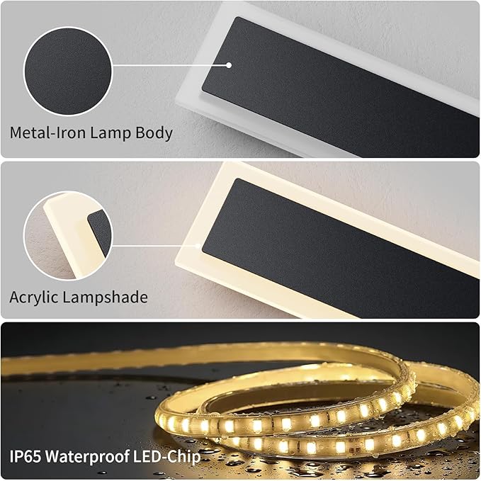 2 Pack 31.4 inch Modern Led Outdoor Wall Light, 3000K-6000K 10%-100% Dimmable Lights for Outside, IP65 Waterproof Wall Sconce Light with Remote Control for Porch,Hallway, Garage,Patio,Stairway,Yard