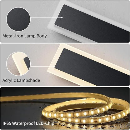 2 Pack 39.3 inch Modern Led Outdoor Wall Light, 3000K-6000K 10%-100% Dimmable Lights for Outside, IP65 Waterproof Wall Sconce Light with Remote Control for Porch,Hallway, Garage,Patio,Stairway,Yard