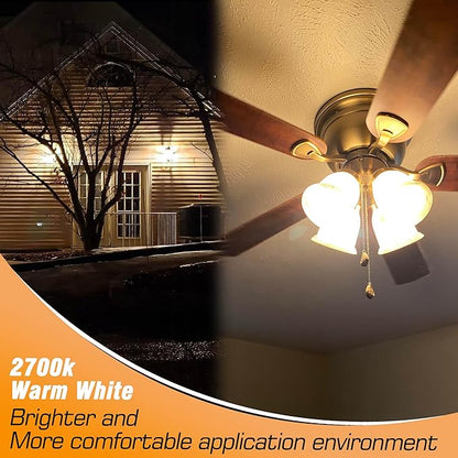 E12 100 Watt Equivalent LED Chandelier Bulbs 10W 2700K Warm White 1200lm 120V C7 T6 E12 LED Candle Light Bulb for Pendant Lighting Candelabra Ceiling Fan Corn Light Bulbs, Non-dimmable, 4 Pack