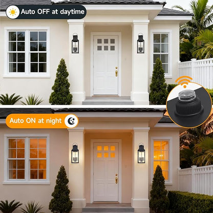 tewei Dusk to Dawn Outdoor Wall Lantern, 22'' Large Porch Lights Outdoor Sconce Lights, 4-Light Modern Exterior Lighting Fixtures Waterproof Outside Patio Lanterns for House Garage, 1-Pack