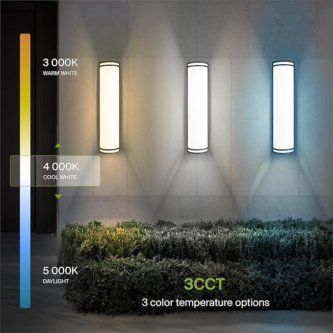 ASD 24 Inch LED Outdoor & Indoor Wall Mount Light Fixture - Oil Rubbed Bronze Modern Wall Sconce Lighting - 25W 120-277V 3000K 4000K 5000K Dimmable Front Door & Patio Exterior Lights - ETL, 2 Pack