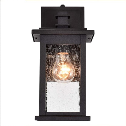 MICSIU Dusk to Dawn Sensor Outdoor Lighting Fixture, Textured Black Exterior Wall Sconce with Clear Seedy Glass, 12.25 Inch Outside Wall Lights for House,Garage, Patio, Doorway, Pathway, Balcony