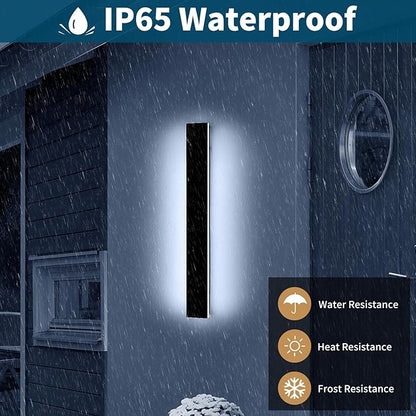 31.4inch Modern Outdoor Wall Sconce, 6000K Cold White LED Outside Wall Light Fixture, IP65 Waterproof, 31W, Black Minimalist Exterior Lighting Patio Lamp for House, Porch, Garage, Garden