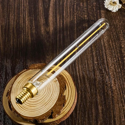 Leools E12 led Long Bulb,7.3 Inch Long Tubular Light Bulbs,T6 B11 Candelabra Bulb 40 watt for Chandeliers,Clear Glass,Daylight,4000K 400LM 4W Dimmable Tube Edison Bulb 6Pack
