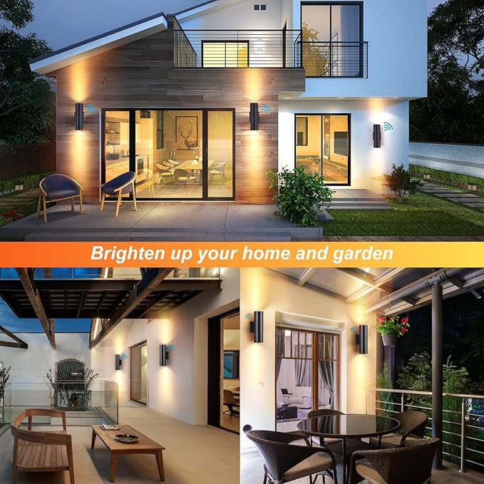 Dusk to Dawn Outdoor Lighting Sensor Wall Lights 2Pack, 12W 2700K Integrated LED Cylinder Up Down Lights Outdoor, IP65 Waterproof Aluminum Wall Sconce Exterior Wall Light for Porch Patio etc.