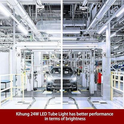 Kihung (12 Packs T8 Led Bulbs 4 Foot, Type B Light Bulbs, 24W 3120LM 6000K, Daylight White Fluorescent Light Bulbs 48 Inch, Ballast Bypass, T8 T10 T12 4ft Led Replacement for Fluorescent Tubes
