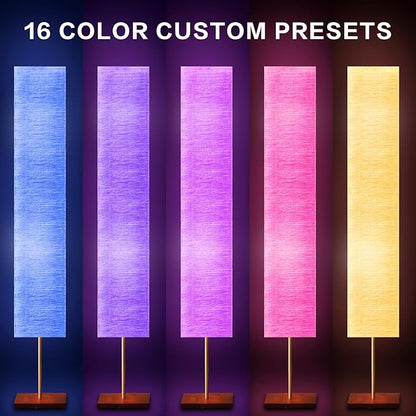 GyroVu 65“ Floor Lamp for Living Room, RGBW Color Changing Led Floor Lamp Standing Lamp Corner Tall Lamp with Remote Control Rice Paper Lamp for Bedroom, Office Beige(Bulbs Included)