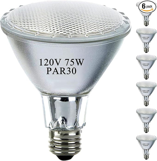 Par30 75W 120V Halogen Flood Light Bulbs Long Neck,2700K Warm White Dimmable High Brightness, E26 Base, Great for Accent Lighting, Tracking Light, Recessed Light Bulb