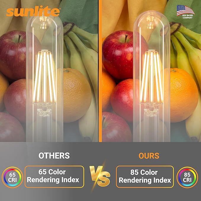 Sunlite LED Filament T10 Tubular Light Bulb, 6 Watts (60W Equivalent), 600 Lumens, Medium E26 Base, Dimmable, 128 mm, UL Listed, 2700K Soft White, 6 Pack