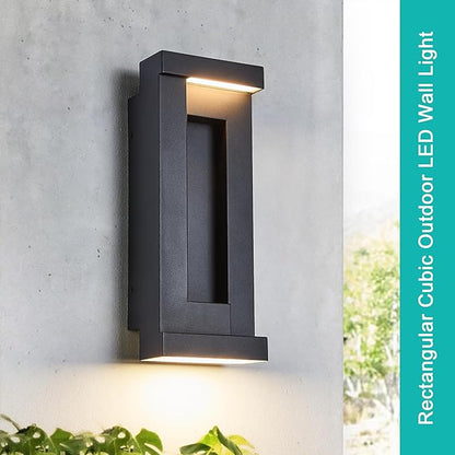 Modern Outdoor Art Wall Lights, IP65 & Anti-Rust, 2200 Lumens Triac Dimmable LED Porch Light, Textured Black & Frosted Glass,Voltage 120-277V,Wall Mount for Patio, Garage, Entryway