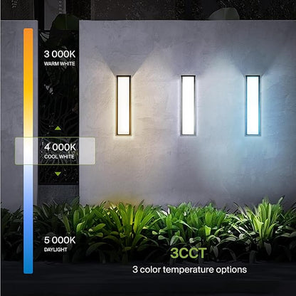 ASD LED 24" Outdoor Wall Light, Front Door House Sconce | 3CCT, Dimmable, Waterproof, ETL Listed | 30W 2600LM 3000-5000K 100-277V | Exterior Patio Lighting Fixture, Porch Lamp | Black, 4 Pack