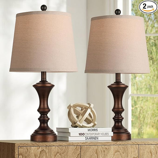 ROTTOGOON Retro Table Lamps Set of 2 Nightstand Lamp for Bedroom Vintage Rustic Table Lamps for Living Room Traditional Nightstand Bedside Lamps Bulb NOT Included