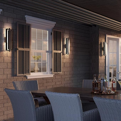 Quoizel Pointsett Outdoor Wall Lantern, 21 Inch Geometric Coastal Armour Matte Black Wall Sconce, Sleek Modern Light Fixture, Integrated LED, Outside Lights for Patio, Porch, Front Door or Garage