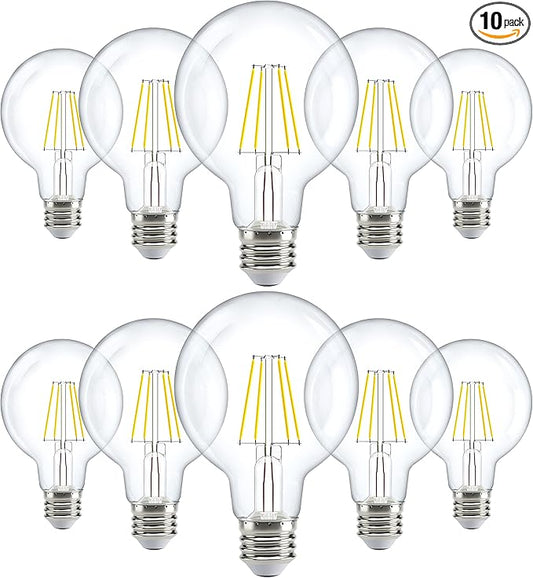 Sunco 10 Pack G25 LED Vanity Light Bulbs, Filament Edison Globe, Vanity Lighting Bulb for Bathroom Bedroom, 500 LM, 5W (60W Equivalent), 5000K Daylight, Dimmable, E26 Base, Clear UL