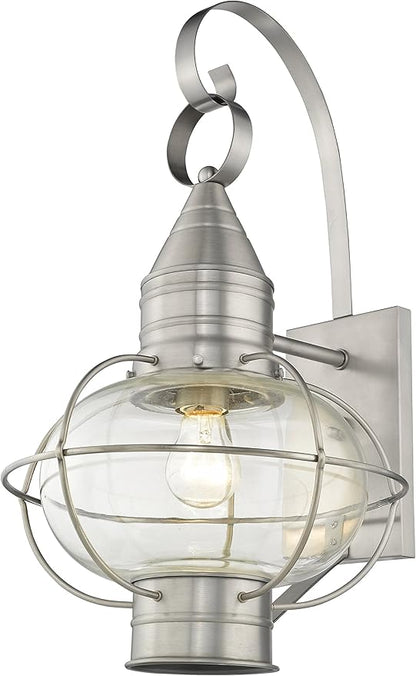 Livex 26904-91 Transitional One Light Outdoor Wall Lantern from Newburyport Collection in Pwt, Nckl, B/S, Slvr. Finish, Brushed Nickel