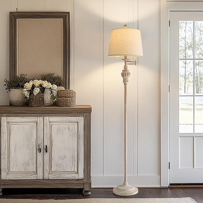 61" Vintage Floor Lamp with 350° Adjustable Swing Arm, Tall lamp Standing Lamp for Bedroom Living Room Bedside Nightstand Retro Farmhouse Mid Century Lamp Light Home Décor Office Gifts