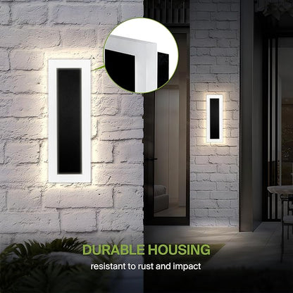 ASD LED 18" Long Wall Mount Light Fixture, Outdoor & Indoor Linear Sconce | 3CCT, Dimmable, Waterproof, Anti-Rust, ETL Listed | 18W 1570LM 3000-5000K 100-277V | Exterior Porch Lighting | Black