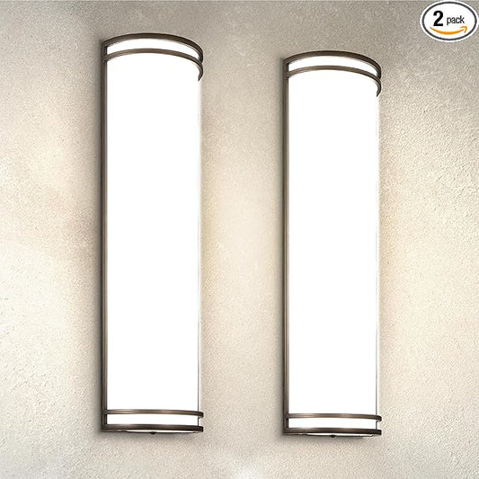 ASD 24 Inch LED Outdoor & Indoor Wall Mount Light Fixture - Oil Rubbed Bronze Modern Wall Sconce Lighting - 25W 120-277V 3000K 4000K 5000K Dimmable Front Door & Patio Exterior Lights - ETL, 2 Pack