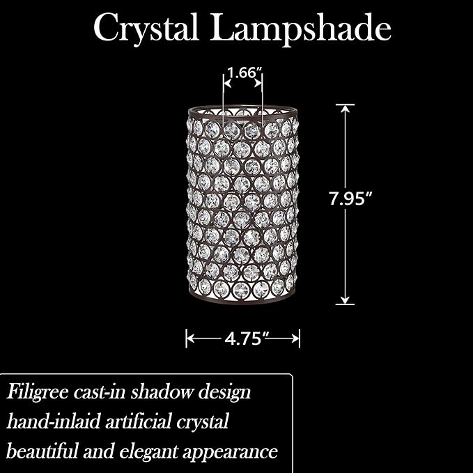 Doraimi Lighting 2 Pack Polyhedral Crystal Metal Pendant Ceiling Chandelier Wall Sconce Lamp Replacement Covers Shade Fixture Oil Rubbed Bronze Finish,1.66" Fitter Size,7.9" high*4.8" Diameter