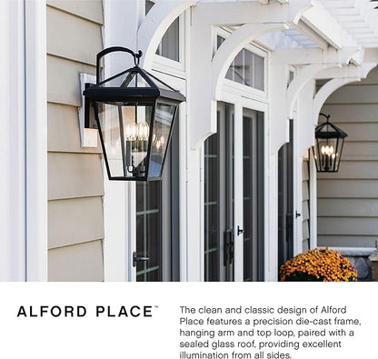 Hinkley Alford Place 25658MB Large Outdoor Tall Wall Mount Lantern - Die Cast Aluminum Frame, Sealed Clear Glass - Museum Black